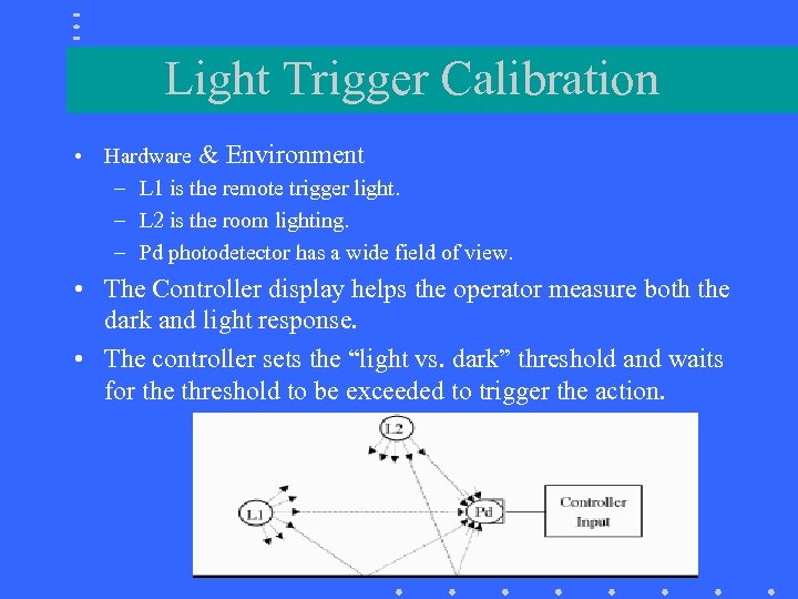 Light Trigger Calibration • Hardware & Environment – L 1 is the remote trigger