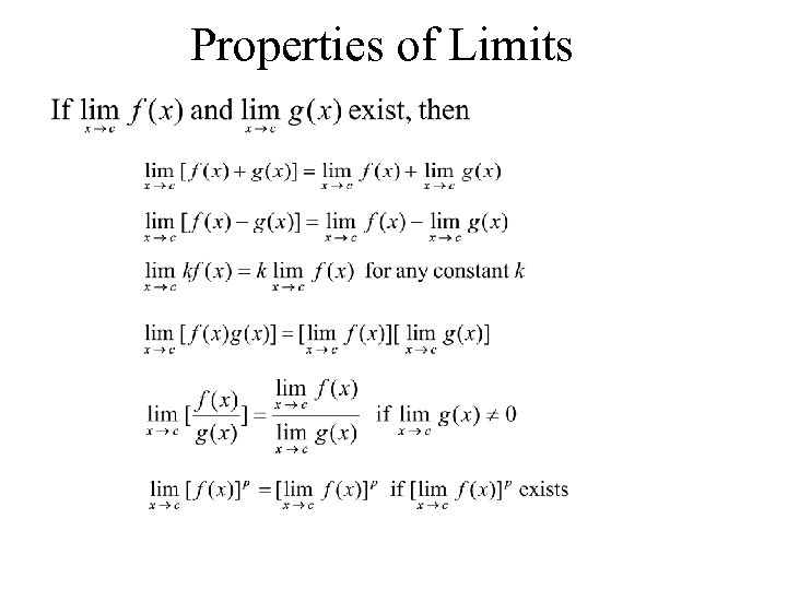 Properties of Limits 