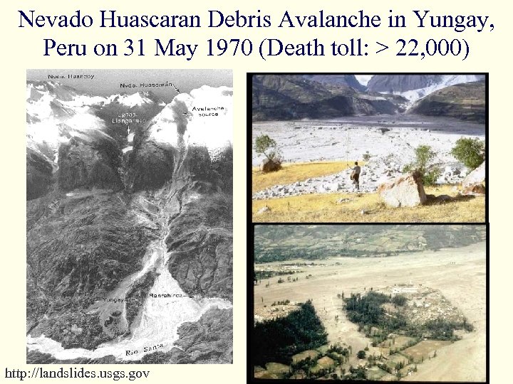 Nevado Huascaran Debris Avalanche in Yungay, Peru on 31 May 1970 (Death toll: >