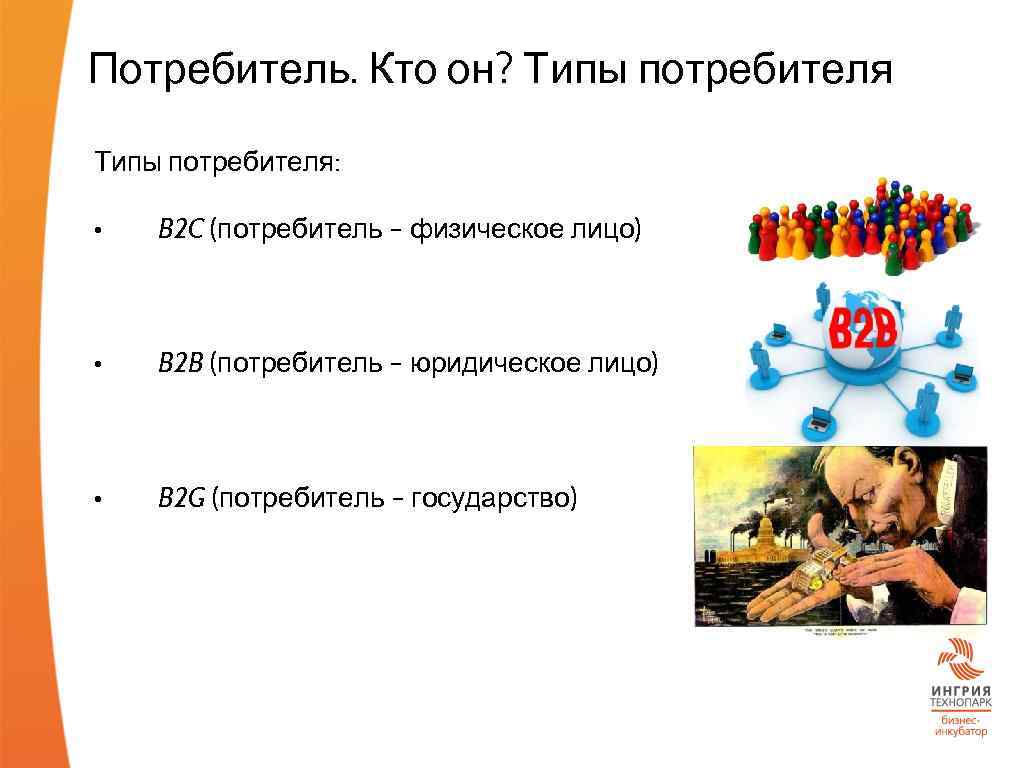 Потребитель. Кто он? Типы потребителя: • B 2 C (потребитель – физическое лицо) •