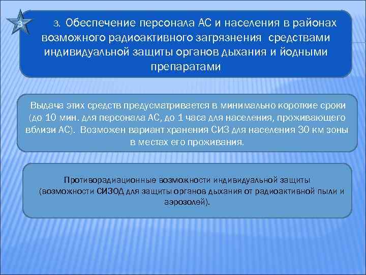 3 Обеспечение персонала АС и населения в районах возможного радиоактивного загрязнения средствами индивидуальной защиты