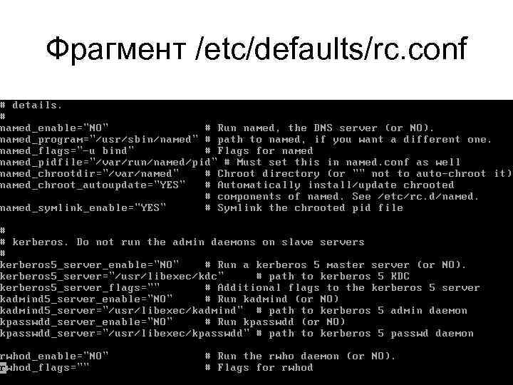 Фрагмент /etc/defaults/rc. conf 