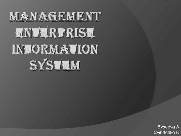 management enterprise information system Evseeva A. Sviridenko K. 