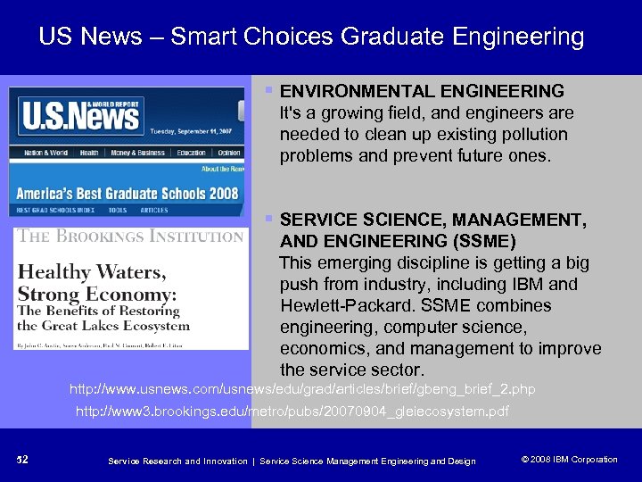 US News – Smart Choices Graduate Engineering § ENVIRONMENTAL ENGINEERING It's a growing field,