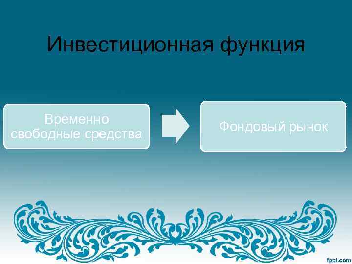 Инвестиционная функция Временно свободные средства Фондовый рынок 