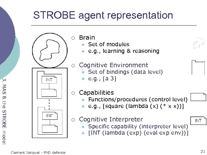STROBE agent representation ¡ Brain l l ¡ Cognitive Environment l 3. MAS &