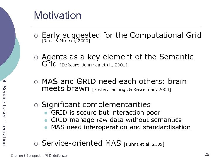 Motivation Early suggested for the Computational Grid ¡ 4. Service based integration ¡ Agents