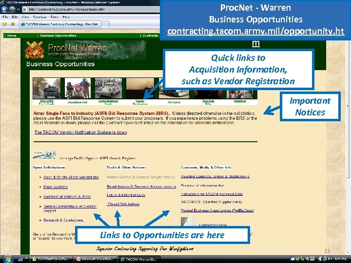 Proc. Net - Warren Business Opportunities contracting. tacom. army. mil/opportunity. ht m Quick links