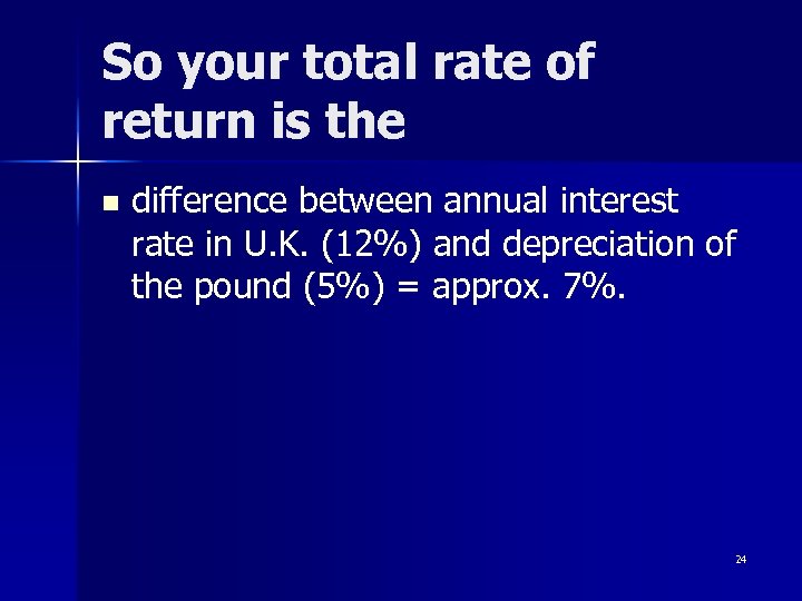 So your total rate of return is the n difference between annual interest rate