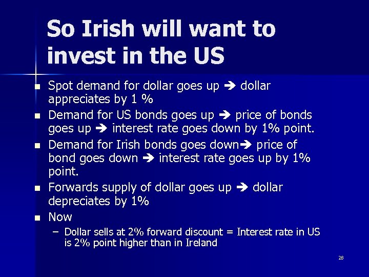 So Irish will want to invest in the US n n n Spot demand
