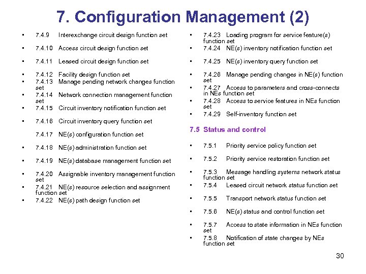 7. Configuration Management (2) • 7. 4. 9 • 7. 4. 10 Access circuit