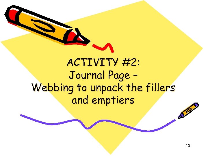 ACTIVITY #2: Journal Page – Webbing to unpack the fillers and emptiers 13 