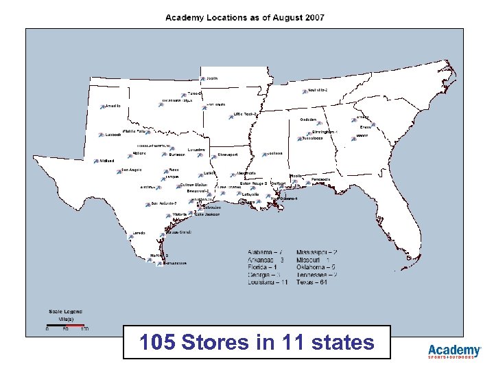 105 Stores in 11 states 