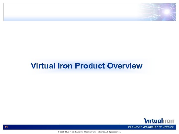 Virtual Iron Product Overview 11 © 2008 Virtual Iron Software Inc. Proprietary and confidential.