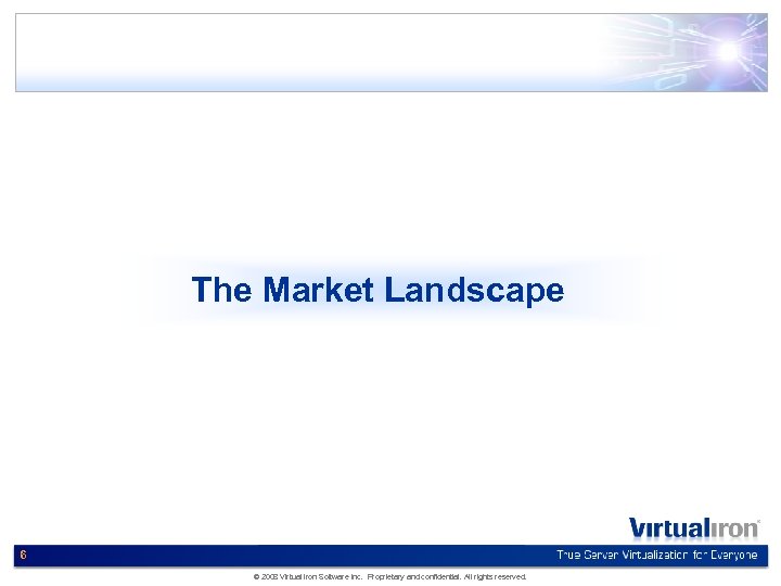 The Market Landscape 6 © 2008 Virtual Iron Software Inc. Proprietary and confidential. All