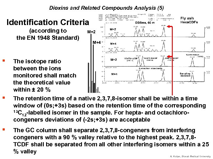 Dioxins and Related Compounds Analysis (5) Identification Criteria (according to the EN 1948 Standard)
