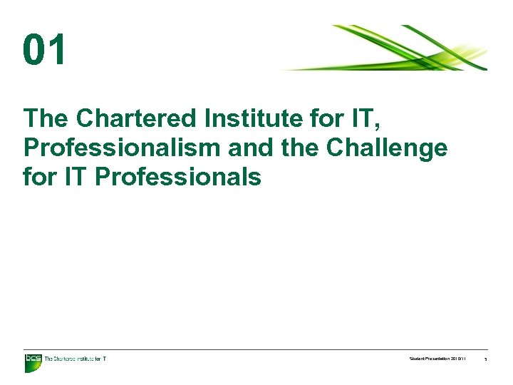 01 The Chartered Institute for IT, Professionalism and the Challenge for IT Professionals Student