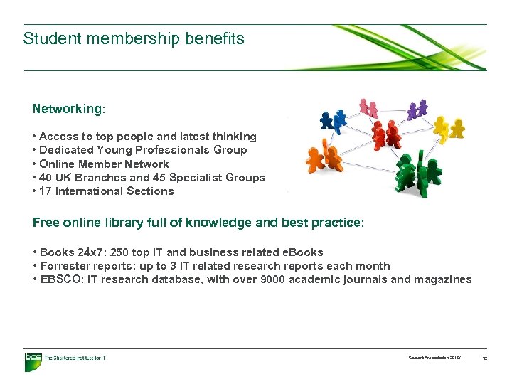 Student membership benefits Networking: • Access to top people and latest thinking • Dedicated