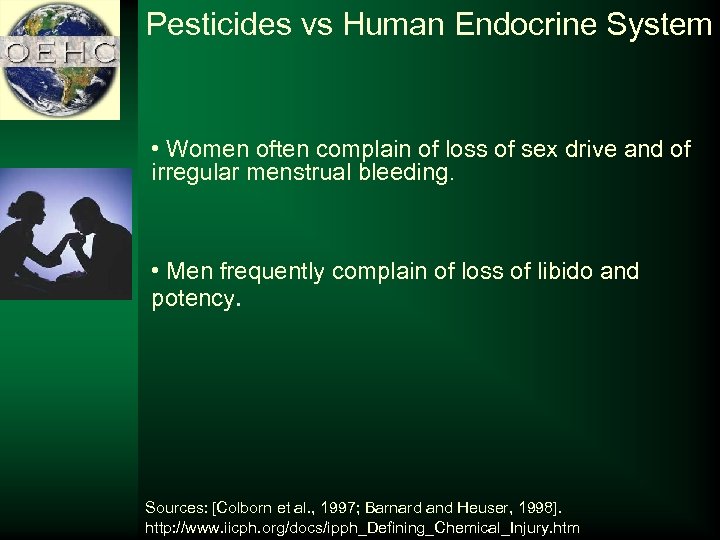Pesticides vs Human Endocrine System • Women often complain of loss of sex drive