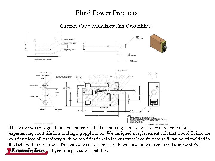 Fluid Power Products Custom Valve Manufacturing Capabilities This valve was designed for a customer