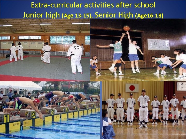 Extra-curricular activities after school Junior high (Age 13 -15), Senior High (Age 16 -18)