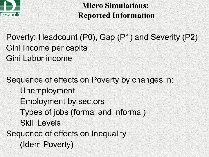 Micro Simulations: Reported Information Poverty: Headcount (P 0), Gap (P 1) and Severity (P