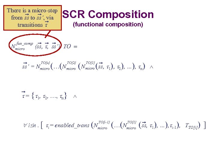 There is a micro-step from ss to ss’, via transitions fun_comp Nmicro SCR Composition