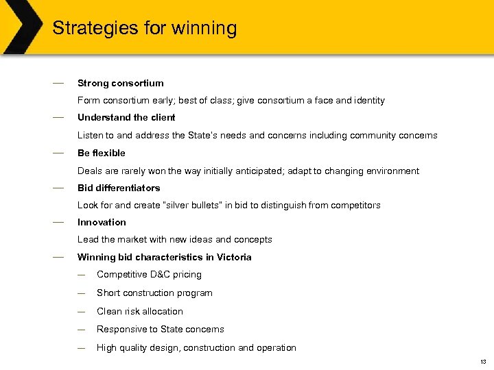 Strategies for winning ― Strong consortium Form consortium early; best of class; give consortium