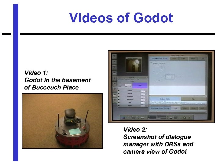 Videos of Godot Video 1: Godot in the basement of Bucceuch Place Video 2: