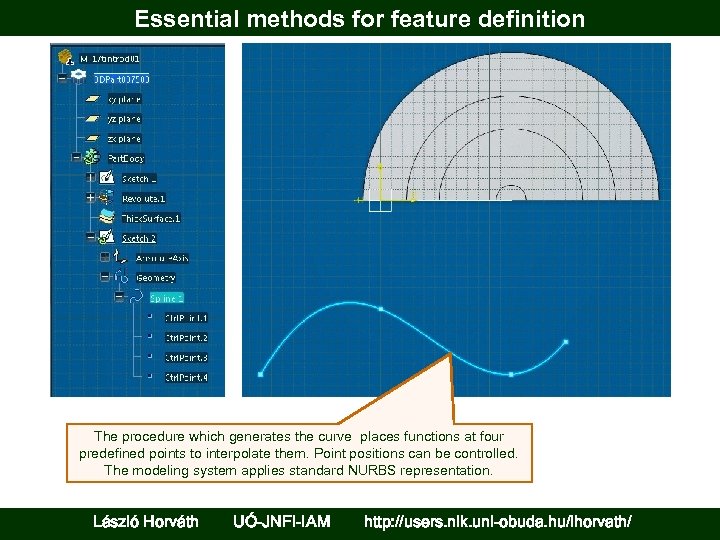 Essential methods for feature definition The procedure which generates the curve places functions at