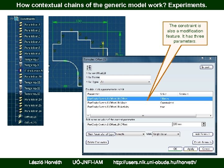 How contextual chains of the generic model work? Experiments. The constraint is also a