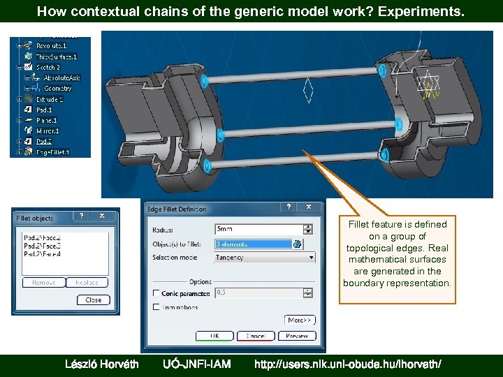 How contextual chains of the generic model work? Experiments. Fillet feature is defined on