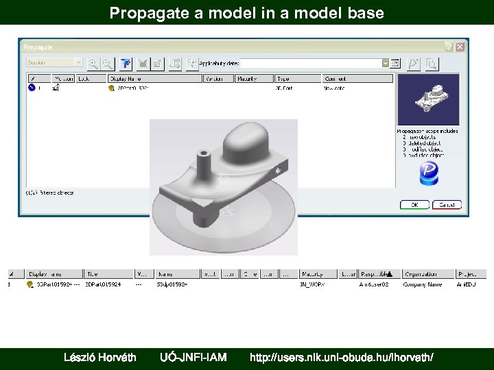 Propagate a model in a model base László Horváth UÓ-JNFI-IAM http: //users. nik. uni-obuda.