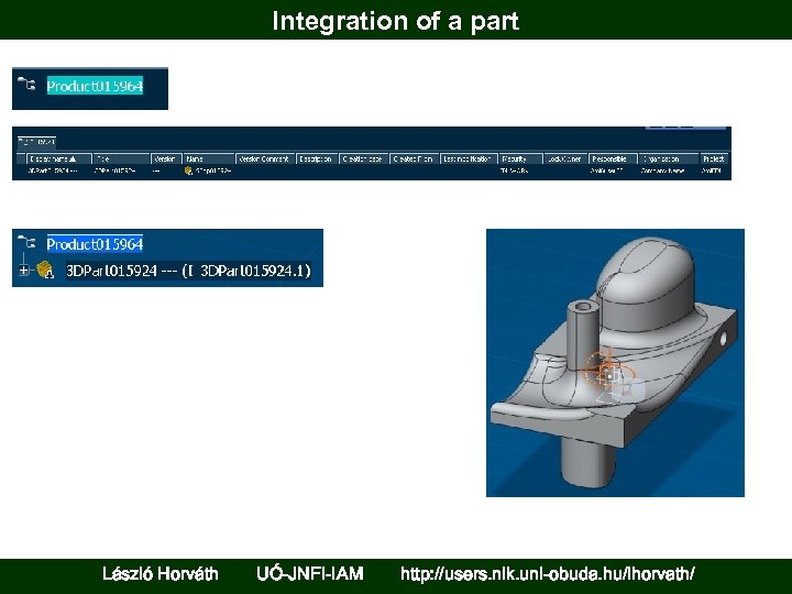 Integration of a part László Horváth UÓ-JNFI-IAM http: //users. nik. uni-obuda. hu/lhorvath/ 