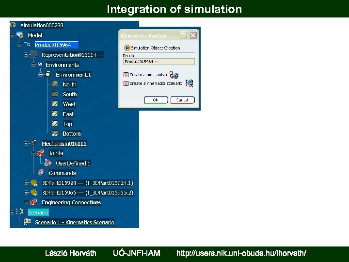 Integration of simulation László Horváth UÓ-JNFI-IAM http: //users. nik. uni-obuda. hu/lhorvath/ 