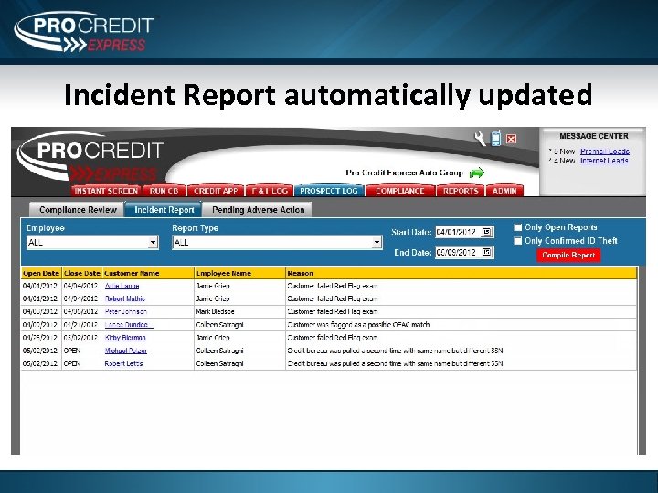 Incident Report automatically updated 