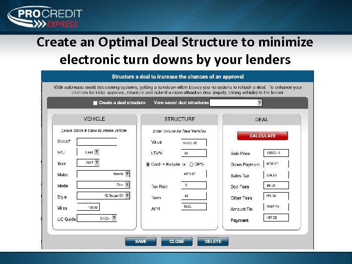 Create an Optimal Deal Structure to minimize electronic turn downs by your lenders 