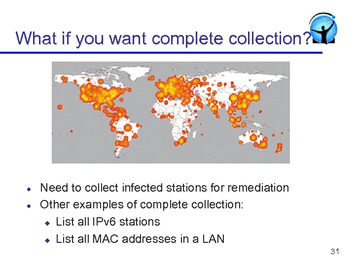What if you want complete collection? l l Need to collect infected stations for