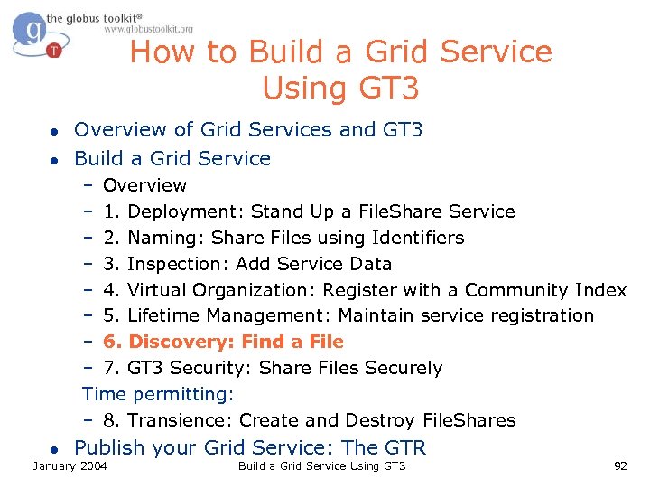 How to Build a Grid Service Using GT 3 l l Overview of Grid
