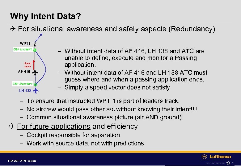 Why Intent Data? Q For situational awareness and safety aspects (Redundancy) WPT 1 C&P