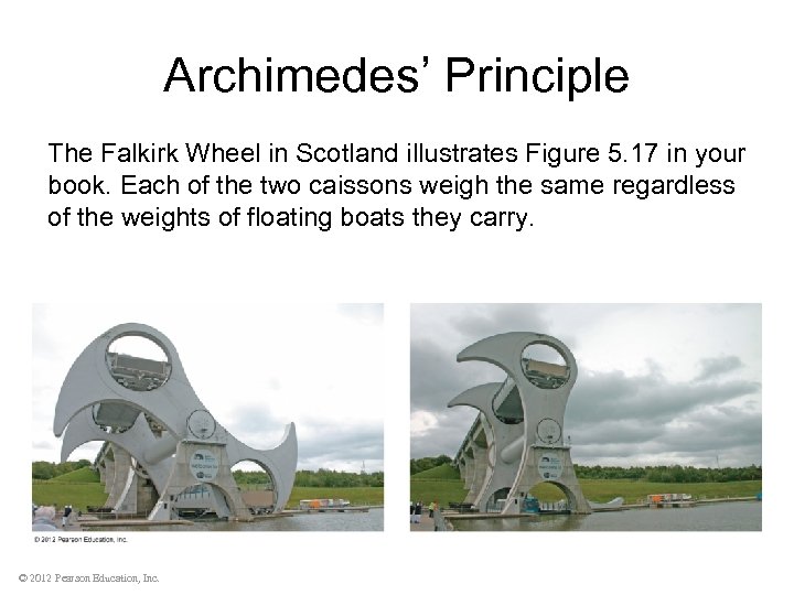 Archimedes’ Principle The Falkirk Wheel in Scotland illustrates Figure 5. 17 in your book.