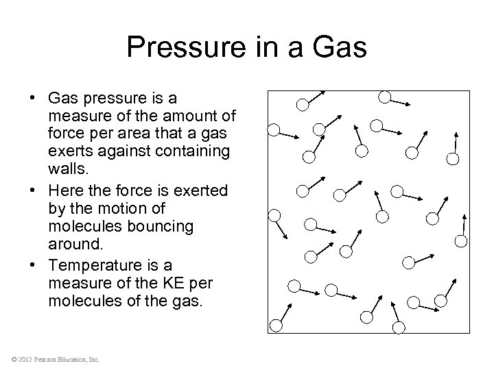 Pressure in a Gas • Gas pressure is a measure of the amount of