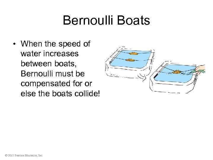 Bernoulli Boats • When the speed of water increases between boats, Bernoulli must be