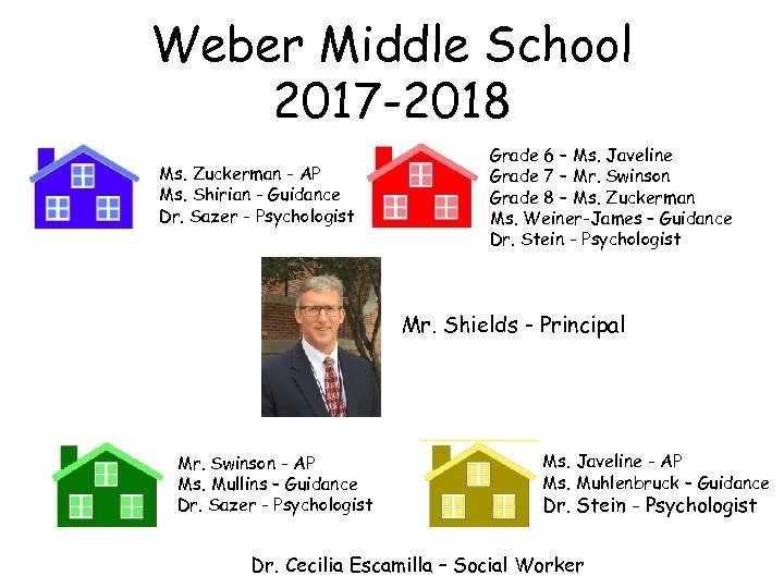 Weber Middle School 2017 -2018 Ms. Zuckerman - AP Ms. Shirian - Guidance Dr.