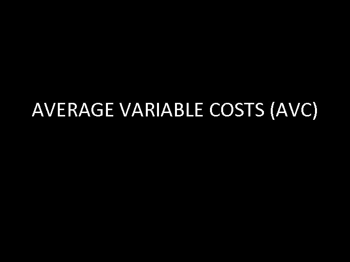 AVERAGE VARIABLE COSTS (AVC) 
