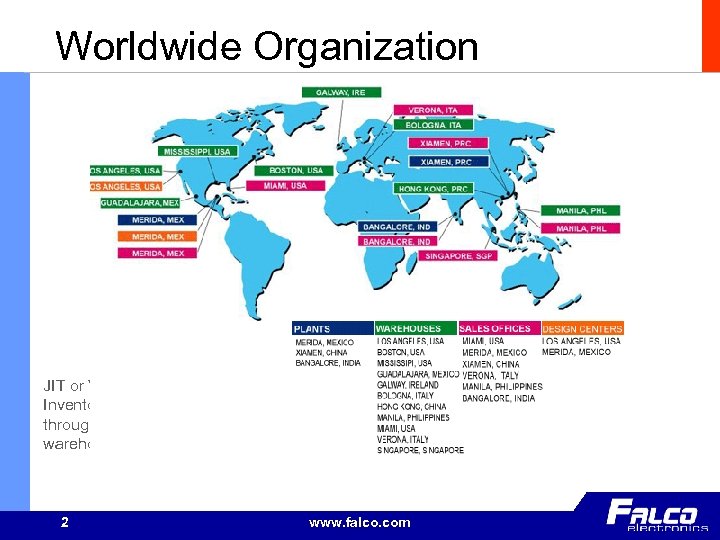 Worldwide Organization JIT or Vendor Managed Inventory support through third party warehousing 2 www.