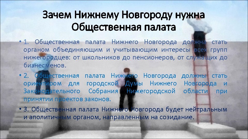 Зачем Нижнему Новгороду нужна Общественная палата • 1. Общественная палата Нижнего Новгорода должна стать