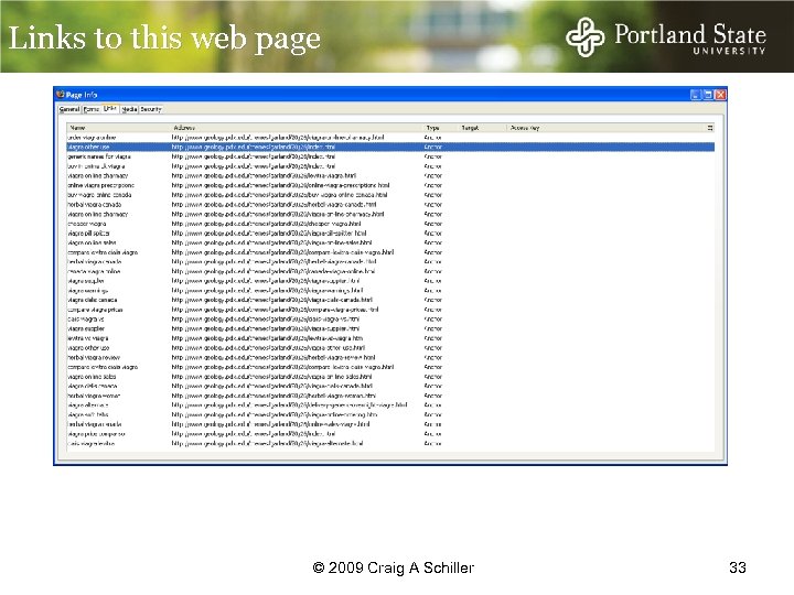 Links to this web page © 2009 Craig A Schiller 33 