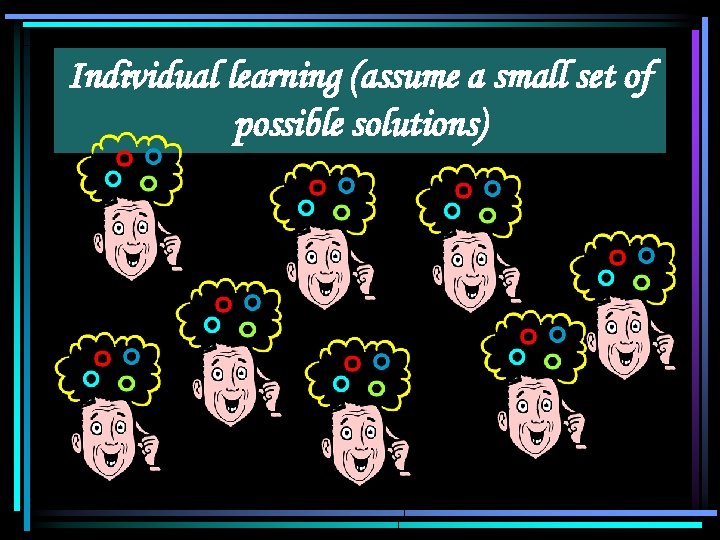 Individual learning (assume a small set of possible solutions) 