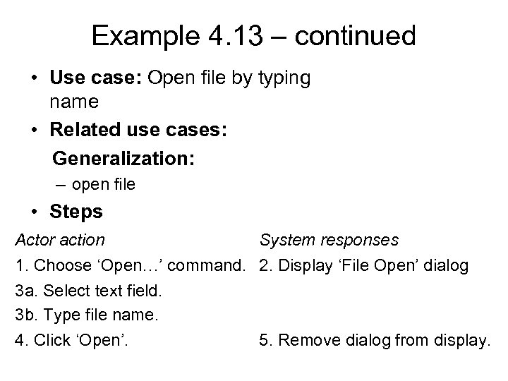 Example 4. 13 – continued • Use case: Open file by typing name •